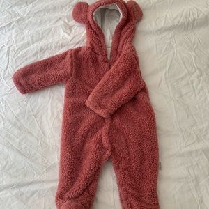Adorable fluffy pink hooded winter suit for 9 months